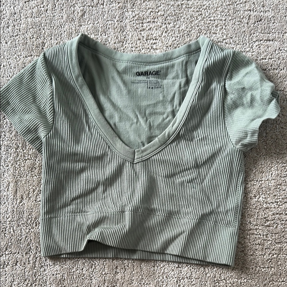 Garage Green Fitted Crop T-Shirt